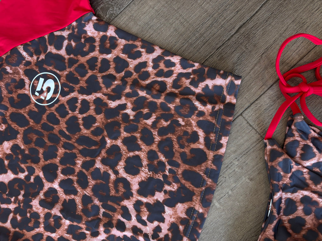 Red Leopard Baby Tee Kini