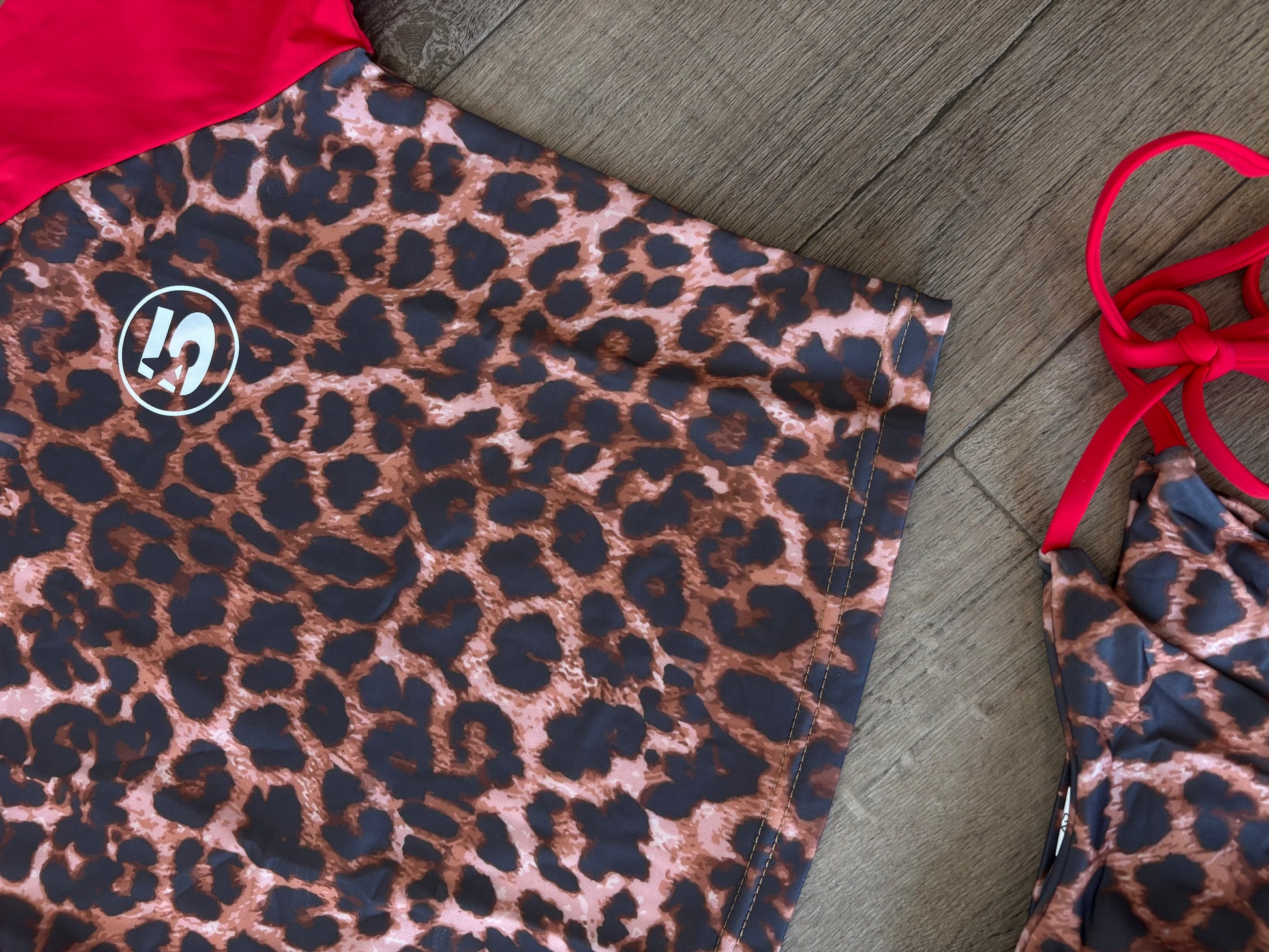 Red Leopard Baby Tee Kini